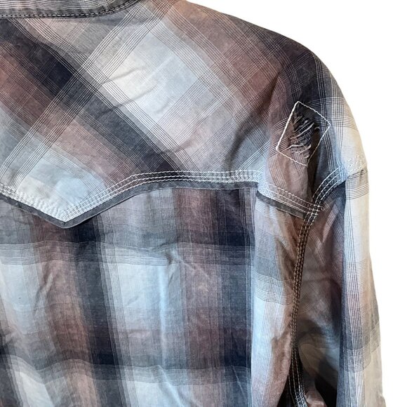 BKE Distressed Men's Long Sleeve Pearl Look Snap Buttons Size Large Athletic Fit - Picture 5 of 10